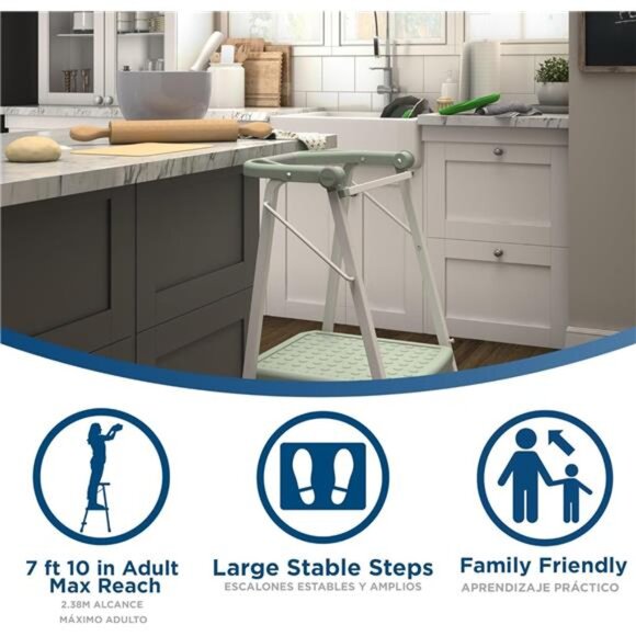 2-Step Kitchen Stepper™ Adult Folding Step Stool, Kids Folding (Steel/Resin) - Picture 4 of 7